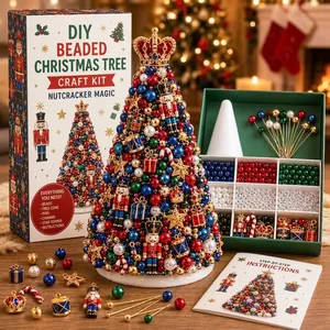Kit creativo fai-da-te albero di Natale di perline con charms schiaccianoci colorati