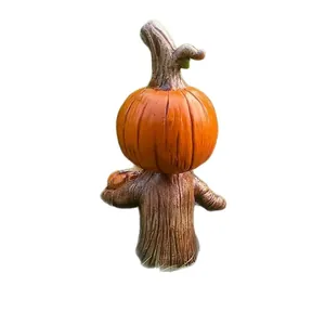 Statuina di elfo zucca di Halloween in resina per decorazioni spaventose da giardino e casa