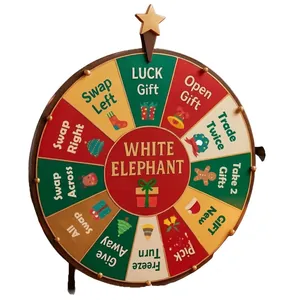 Feestelijk White Elephant cadeau-uitwisseling spelrad voor gezellige kerstvieringen