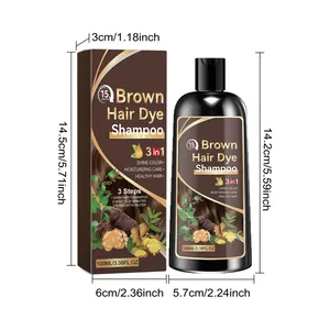 100ml Bruine haarkleurshampoo-set met gedetailleerde afmetingen van fles en verpakking