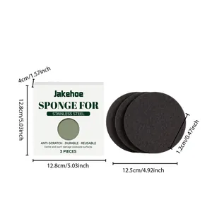 Detail view of 3-piece Jakehoe cleaning sponge set with specific size measurements