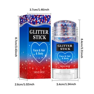 Dimensioni del bastoncino glitter rosso bianco e blu per viso capelli e corpo con box