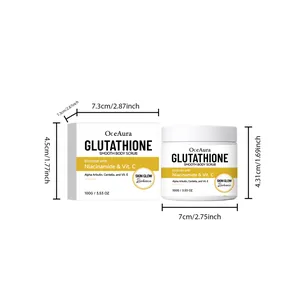 Detailed dimensions of OceAura Glutathione Body Scrub packaging and container