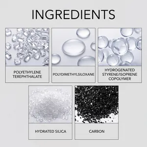 Vista dettagliata che mostra i cinque ingredienti chiave per le ciglia finte sintetiche TORVIKX.