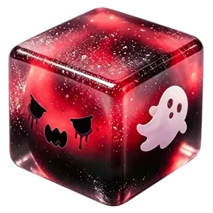 Κόκκινος μαλακός κύβος Halloween με σχέδιο φάντασμα και αστερόσκονη