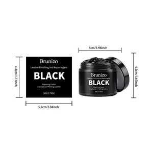 Detailed dimensions of Brunizo black leather repair agent jar and box packaging