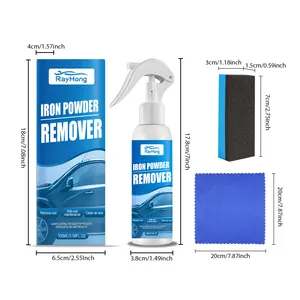 Kit eliminador de polvo de hierro para coche con spray, esponja y paño dimensiones