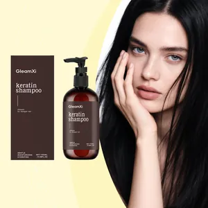GleamXi keratine shampoo voor beschadigd haar met fles en doos detail