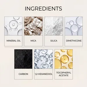 Detalle macro de ingredientes para barra de sombra de ojos de larga duración