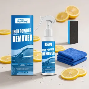 Rayhong Spray Limpiador de Oxido y Polvo de Hierro para Coche Pintura y Mantenimiento de Ruedas Con Esponja y Toalla