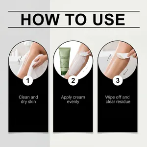 Guide visuel étape par étape sur l'application et l'essuyage de la crème dépilatoire douce