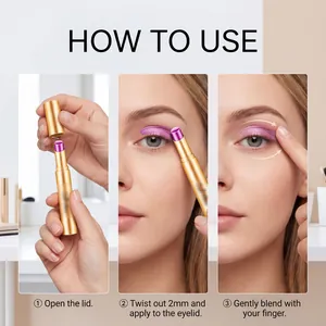 Guía paso a paso para aplicar la sombra de ojos en barra color púrpura duradera