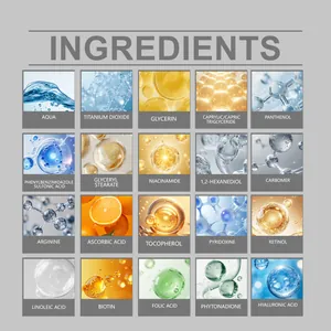 Liste des ingrédients clés de l'écran solaire léger, dont la niacinamide et le rétinol