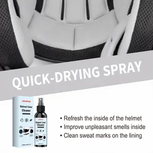 Vue détaillée du spray nettoyant pour doublure de casque JAKEHOE avec caractéristiques