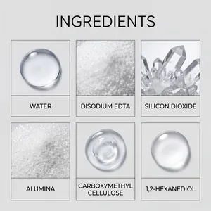 Gedetailleerde ingrediëntenlijst met water, siliciumdioxide en alumina voor krasverwijdering.