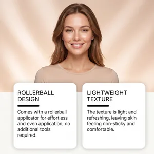 Detail of VIARELINE facial oil rollerball featuring lightweight texture and easy application
