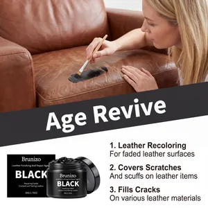 Brunizo black leather repair cream for restoring faded sofas, scratches, and cracks