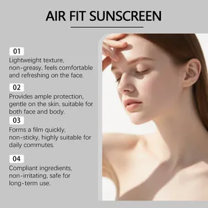 Détail de l'écran solaire Air Fit montrant une texture légère et film protecteur