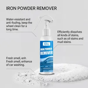 Primer plano del spray eliminador de polvo de hierro RayHong con espuma limpiadora