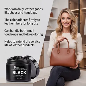 Professional black leather repair cream for restoring color to faded shoes and handbags