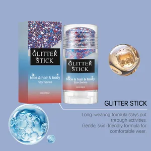 Vue détaillée du bâton de paillettes doux pour le visage, les cheveux et le corps maquillage