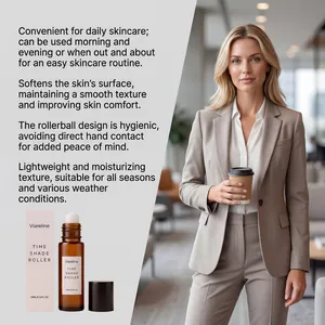 Skincare rollerball for daily use shown with professional woman in lifestyle setting