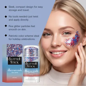 Stick de paillettes visage corps rouge blanc bleu maquillage de fête 16g
