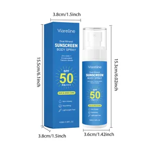 Viareline mineral sunscreen spray 100ml packaging dimensions and product bottle