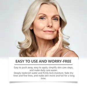 Detail shot of mature woman with glowing skin after using Zyvarn face cream