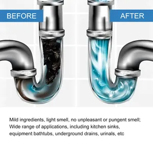 Before and after comparison of drain cleaner effervescent tablets for sink pipes