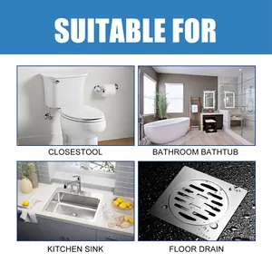 Application scenarios for pipe dredging tablets: toilet, bathtub, sink, and floor drain.