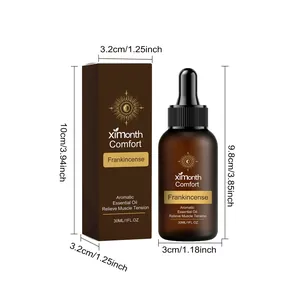 Exact dimensions for XIMONTH Frankincense Essential Oil 30ml bottle and packaging box
