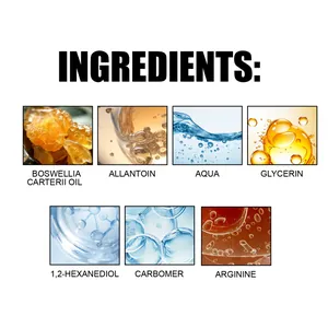 Detail showing skincare ingredients like Boswellia carterii oil, aqua, and glycerin.