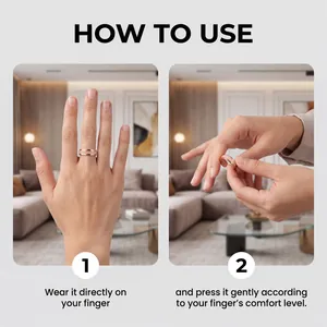 Demonstration of how to wear and adjust the frosted magnetic ring for a comfortable fit.