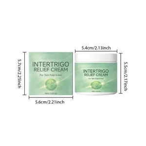 Detailed size measurements for intertrigo relief cream jar and box packaging 100g
