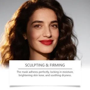 Detailed view of facial skin highlighting the sculpting and firming effect of mask.