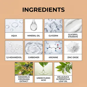 Skincare cream ingredient list featuring aqua, glycerin, and botanical extracts.