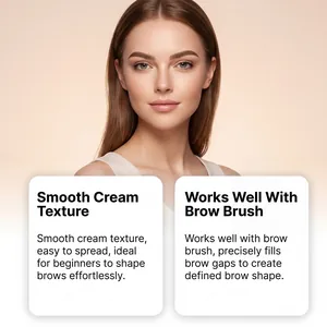 Détail de la texture crème onctueuse pour sourcils pour un traçage naturel.