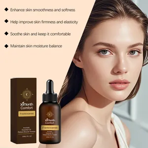 XIMONTH Frankincense Essential Oil for skin care with professional model display.