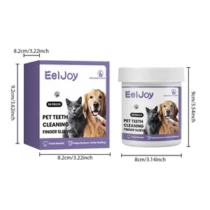 Detailed dimensions for EelJoy pet teeth cleaning finger sleeves packaging and jar