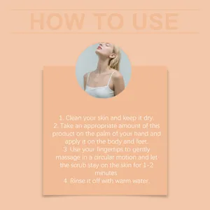 Simple four-step instructions for applying exfoliating body scrub for smooth skin