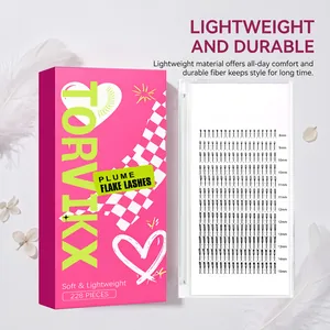 Kit ciglia finte a ciuffetti leggeri TORVIKX, 228 pezzi, lunghezze 8-15mm
