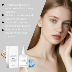 Hydrating face serum detail showing packaging and benefits for smooth skin texture.