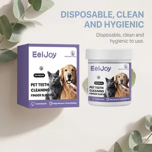 EelJoy disposable pet teeth cleaning finger sleeves pack for dogs and cats, 50 pieces.