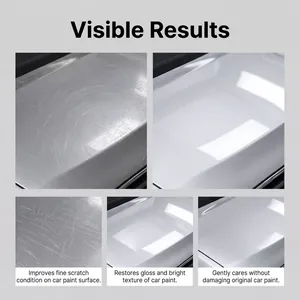 Before and after comparison of car paint scratch repair and gloss restoration.