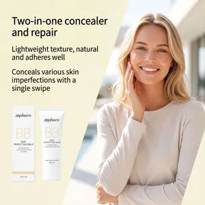 Λεπτομέρεια της BB cream Zephoco Ivory με μοντέλο για φυσικό αποτέλεσμα.