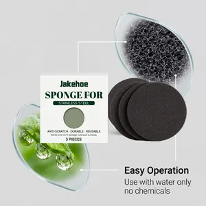 Jakehoe stainless steel cleaning sponge 3pcs set macro detail texture and features