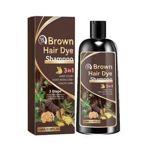Kruiden 3-in-1 bruine haarverfshampoo set in 100ml fles voor gezond en glanzend haar