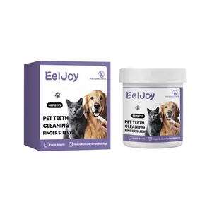 EelJoy 50pcs pet teeth cleaning finger sleeves for gentle dental hygiene for dogs and cats.