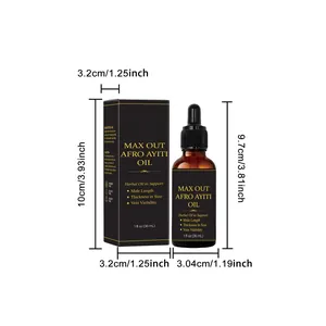 Dimensiones precisas del frasco de aceite de cuidado corporal de 30 ml y el embalaje